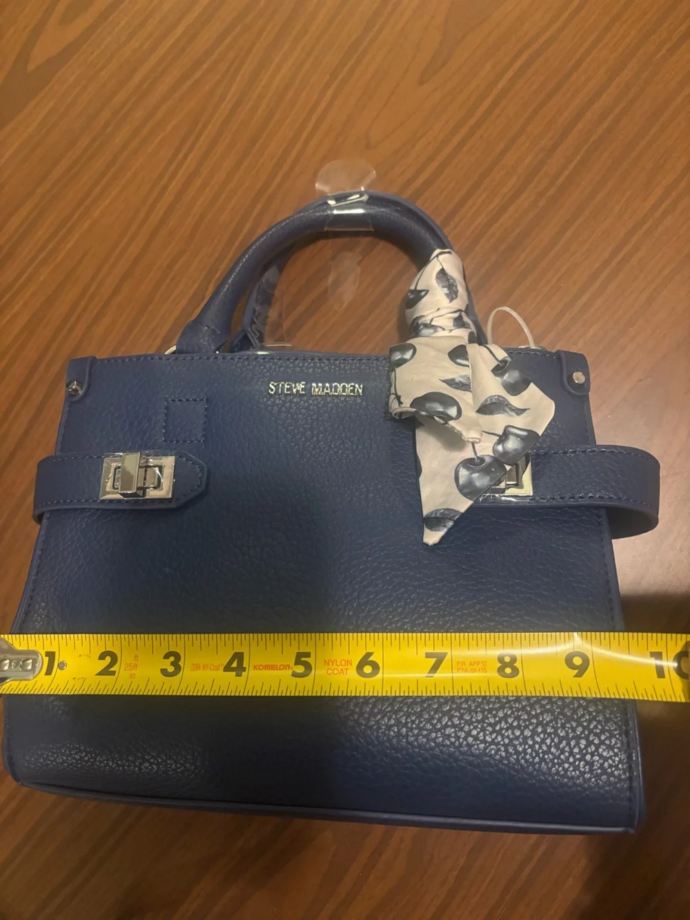 NWT - Steve Madden - Navy Pebbled Leather Top-Handle Bag